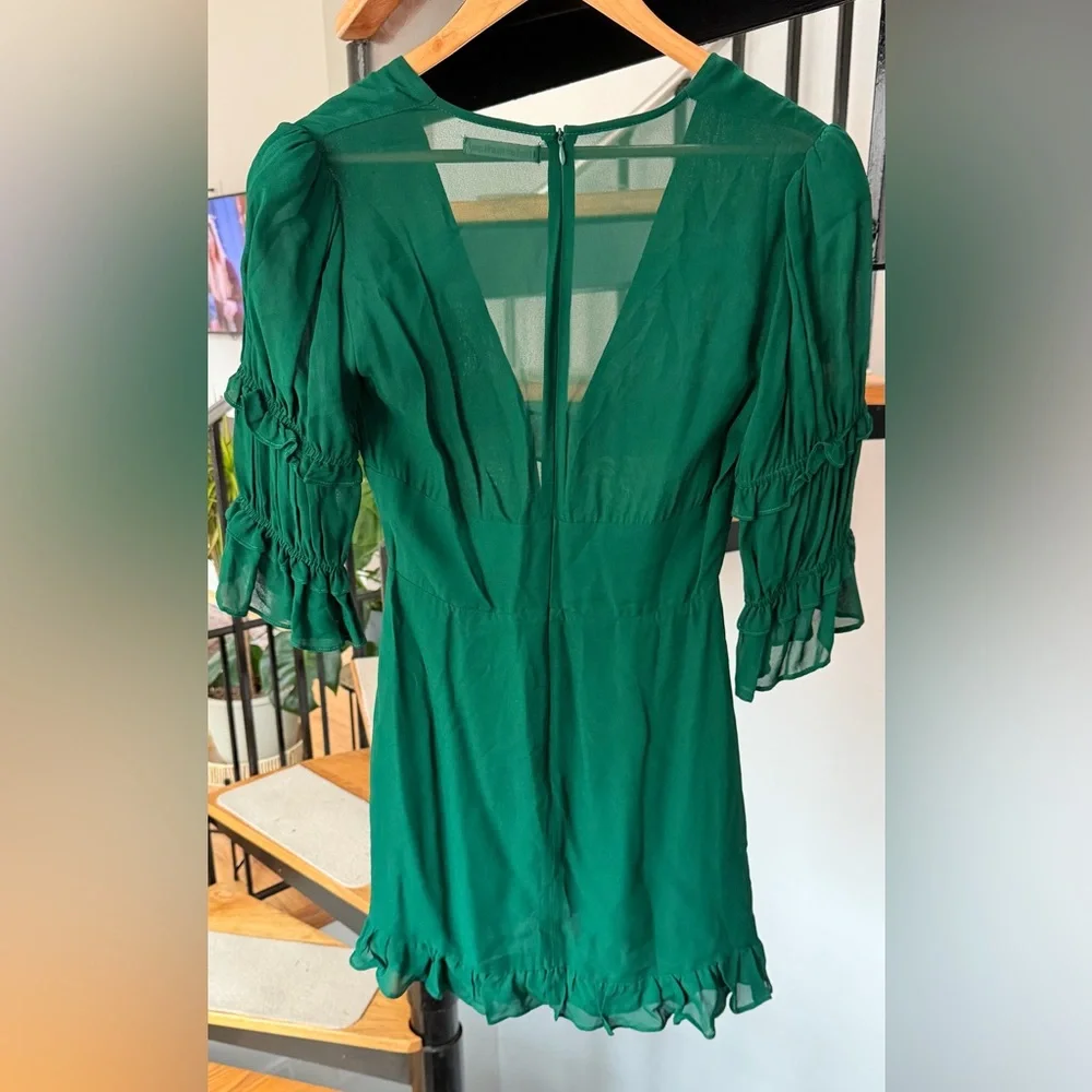 Reformation Laurelei Mini Dress Dark Green Size 4 - Picture 4 of 10